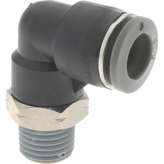 Norgren C24470628 Push-To-Connect Tube to Male & Tube to Male NPT Tube Fitting 90 &deg Swivel Elbow, 1/4" Thread, 3/8" OD