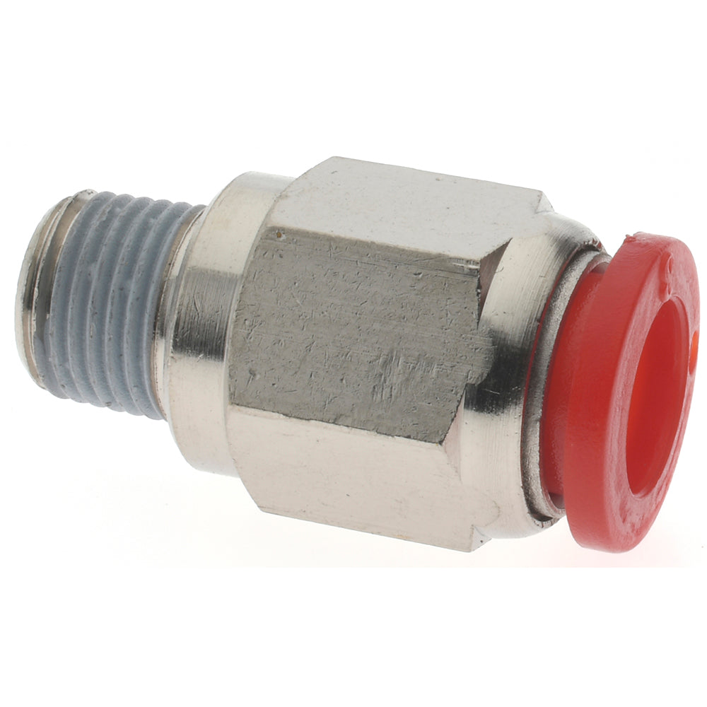 Norgren C01250818 Push-To-Connect Tube to Male & Tube to Male BSPT Tube Fitting ISO R Male Connector, Straight, 1/8" Thread