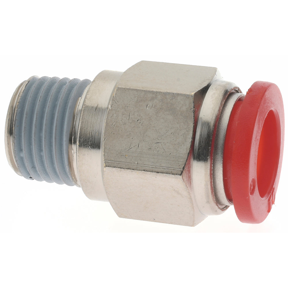 Norgren C01251028 Push-To-Connect Tube to Male & Tube to Male BSPT Tube Fitting ISO R Male Connector, Straight, 1/4" Thread