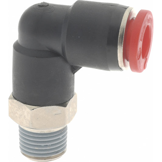 Norgren C01470618 Push-To-Connect Tube to Male & Tube to Male BSPT Tube Fitting 90 &deg Swivel Elbow, 1/8" Thread