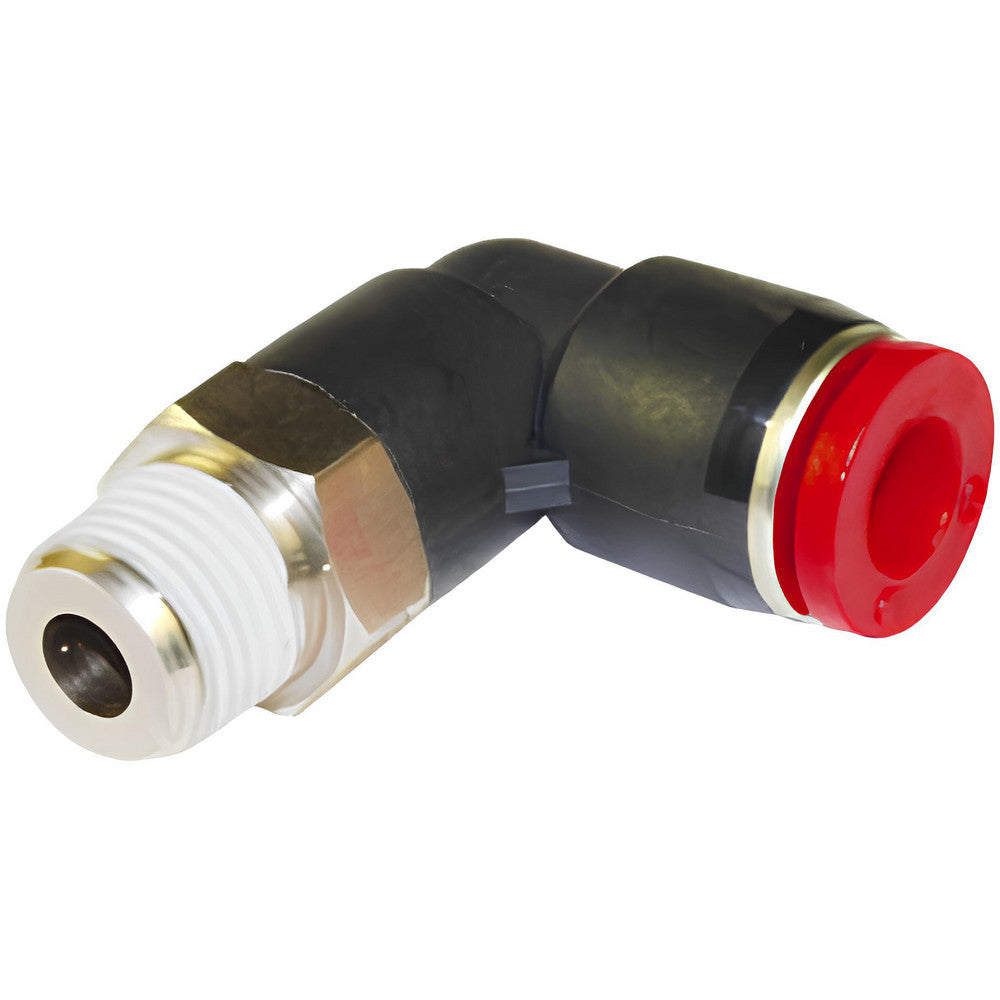 Norgren C01470838 Push-To-Connect Tube to Male & Tube to Male BSPT Tube Fitting 90 &deg Swivel Elbow, 3/8" Thread