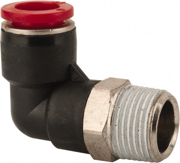 Norgren C01471038 Push-To-Connect Tube to Male & Tube to Male BSPT Tube Fitting 90 &deg Swivel Elbow, 3/8" Thread