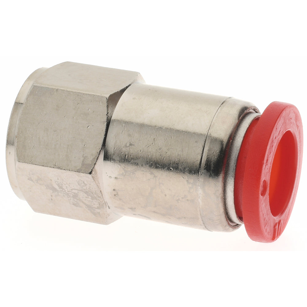 Norgren C02261028 Push-To-Connect Tube to Female & Tube to Female BSPP Tube Fitting Female Adapter, Straight, 1/4" Thread
