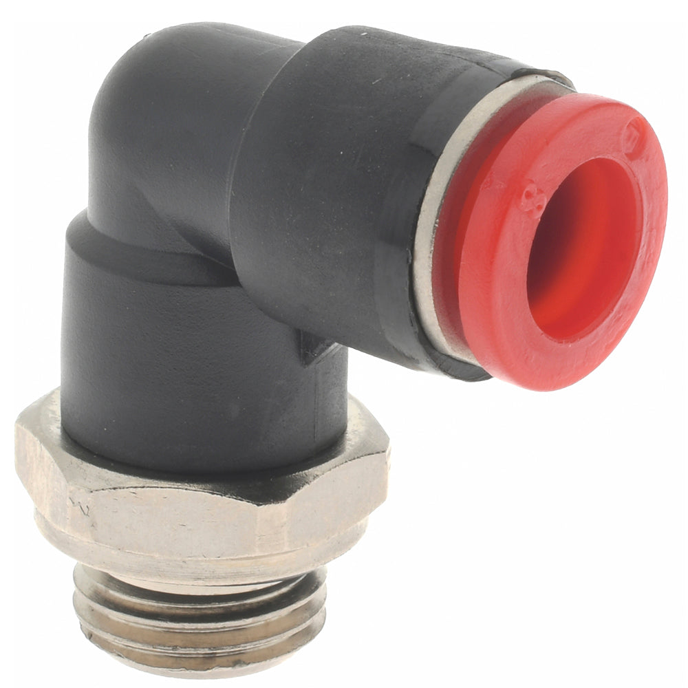 Norgren C02470828 Push-To-Connect Tube to Male & Tube to Male BSPP Tube Fitting 90 &deg Swivel Elbow, 1/4" Thread