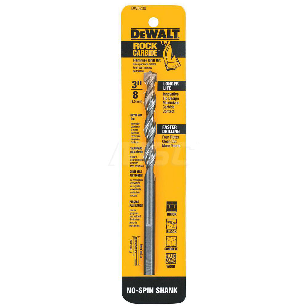 DeWALT DW5230 3/8" Diam, Round with Flats Shank, Carbide-Tipped Rotary & Hammer Drill Bit