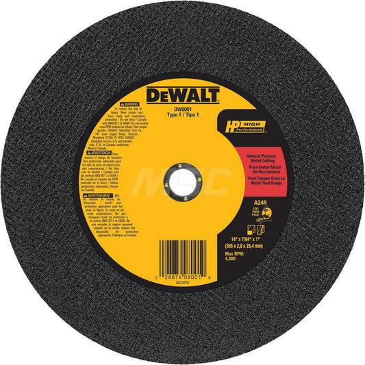 DeWALT DW8001 Cut-Off Wheel  Type 1 (01/41),  14" Dia,  Aluminum Oxide