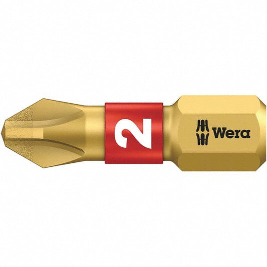 Wera 05056402001 Power Screwdriver Bit #2 Phillips, PH2 Speciality Point Size, 1/4" Hex Drive