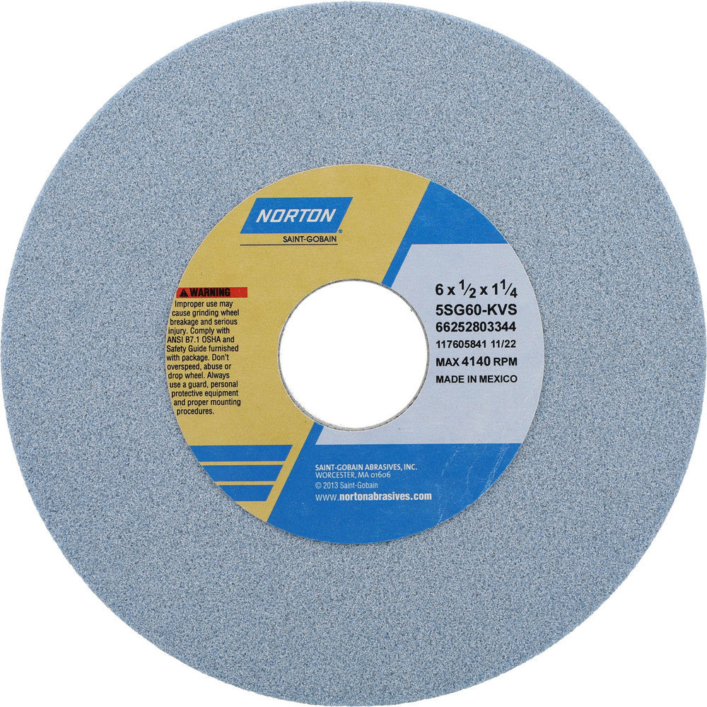 Norton 66252803344 Surface Grinding Wheel 6" Dia, 1/2" Thick, 1-1/4" Hole, 60 Grit, K Hardness