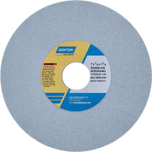 Norton 66252939462 Surface Grinding Wheel 7" Dia, 1/4" Thick, 1-1/4" Hole, 80 Grit, I Hardness