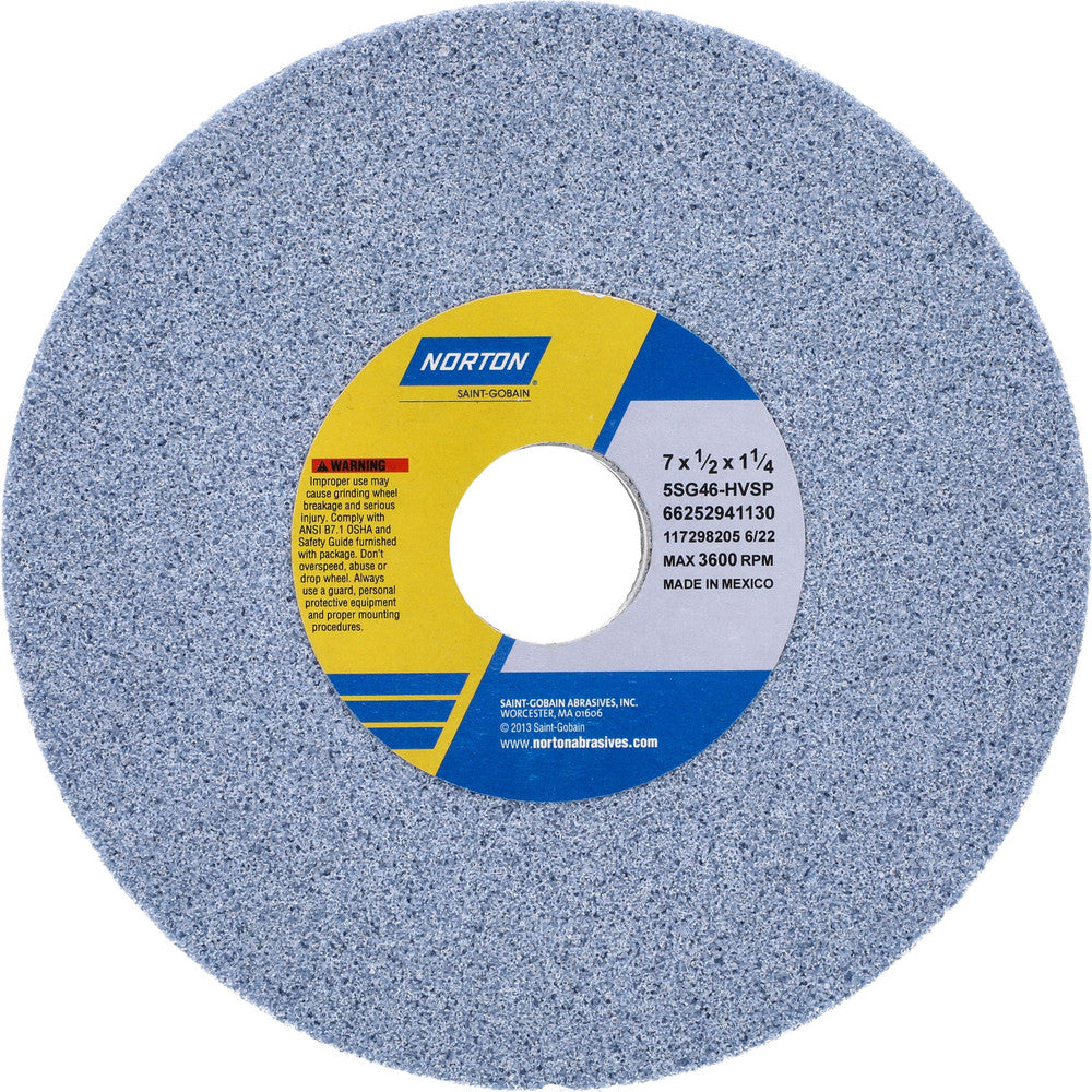 Norton 66252941130 Surface Grinding Wheel 7" Dia, 1/2" Thick, 1-1/4" Hole, 46 Grit, H Hardness