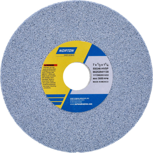 Norton 66252941130 Surface Grinding Wheel 7" Dia, 1/2" Thick, 1-1/4" Hole, 46 Grit, H Hardness