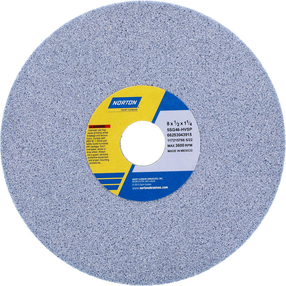 Norton 66253043915 Surface Grinding Wheel 8" Dia, 1/2" Thick, 1-1/4" Hole, 46 Grit, H Hardness