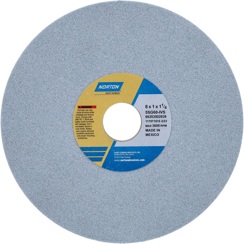Norton 66253002639 Surface Grinding Wheel 8" Dia, 1" Thick, 1-1/4" Hole, 60 Grit, I Hardness