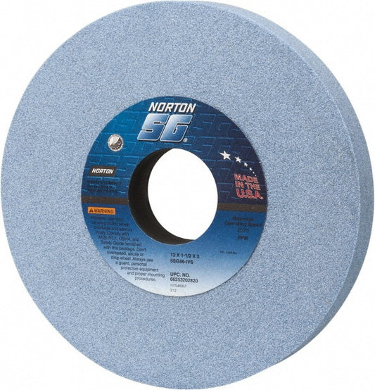 Norton 66253202820 Surface Grinding Wheel 12" Dia, 1-1/2" Thick, 3" Hole, 46 Grit, I Hardness