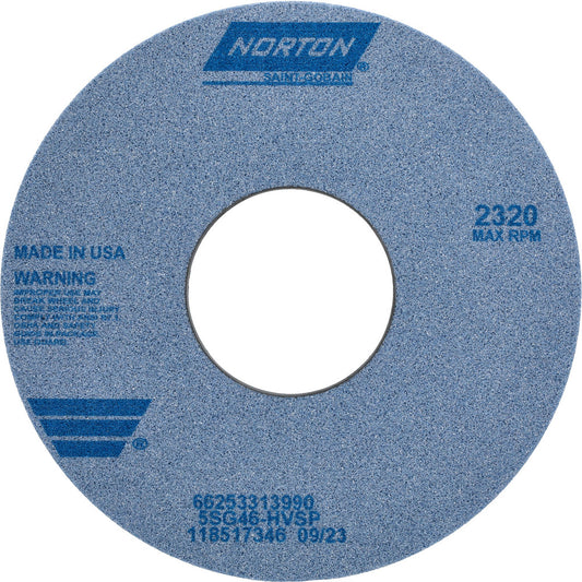 Norton 66253313990 Surface Grinding Wheel 14" Dia, 1" Thick, 5" Hole, 46 Grit, H Hardness
