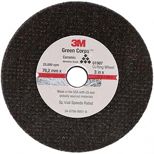 3M 7100229882 Cut-Off Wheel 3" Dia, 1/32" Thick, 3/8" Hole, Aluminum Oxide