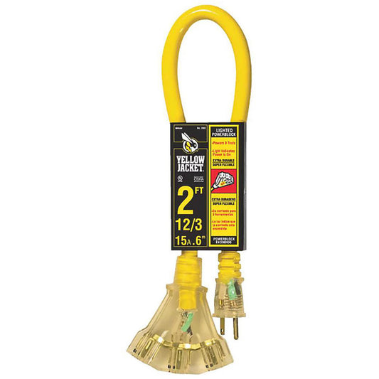 Southwire 2882 Power Cords Cord Type Extension Cord  Overall Length (Feet) 2  Cord Color Yellow  Amperage 15  Voltage 125  Standards RoHS Compliant 2002/95/EC UL Listed