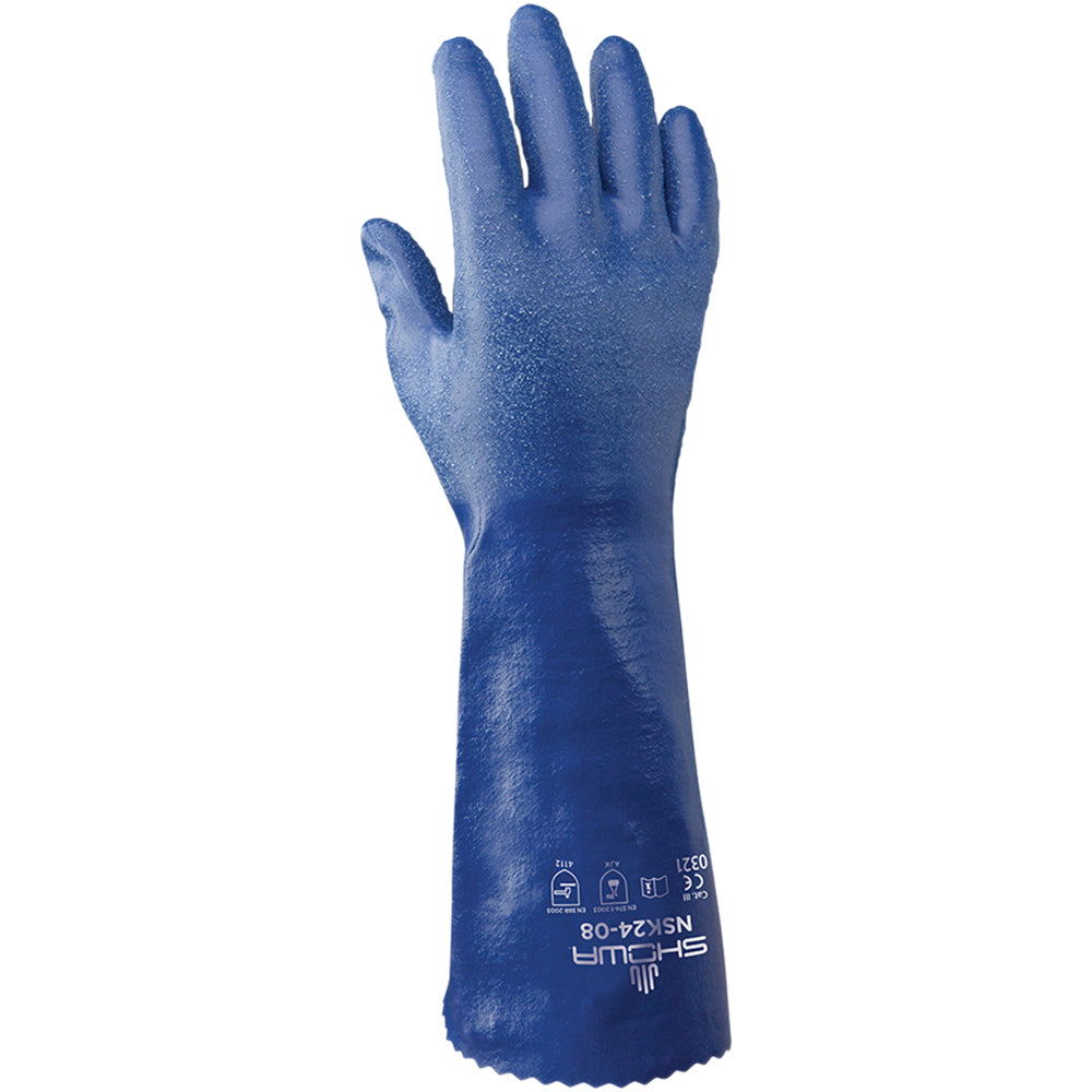 SHOWA NSK24-09 Chemical Resistant Gloves Size Medium, 15.00 Thick, Nitrile, Supported