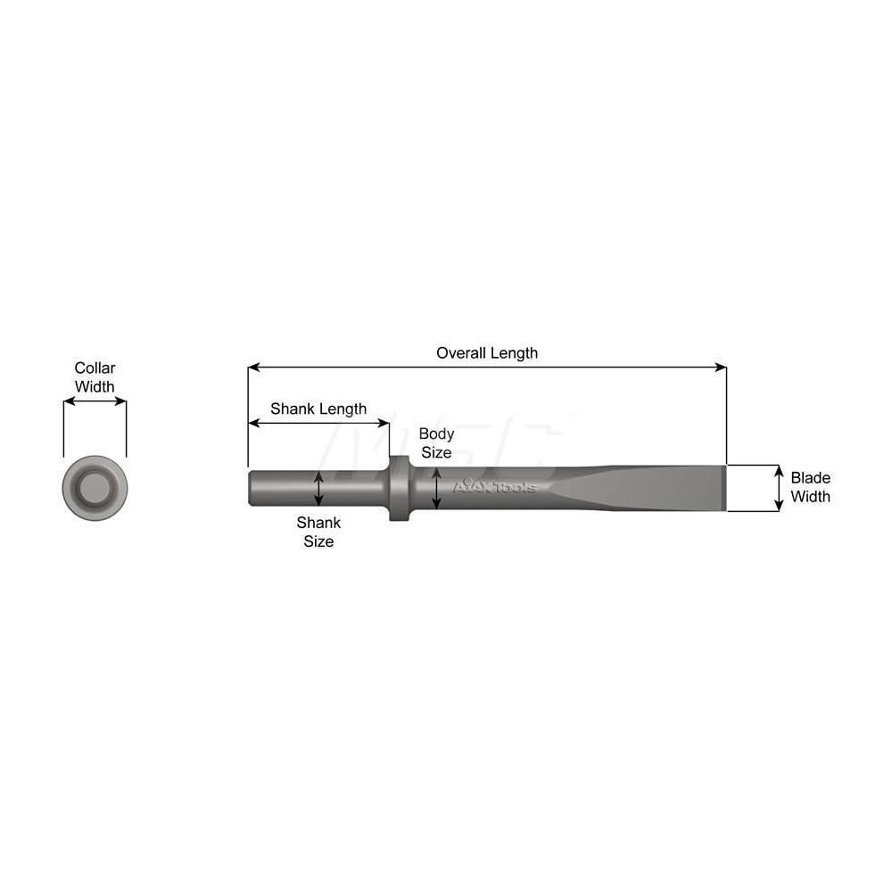 AJAX TOOL WORKS INC. 407-24 Chipping Hammer Flat, 1" Head Width, 24" OAL