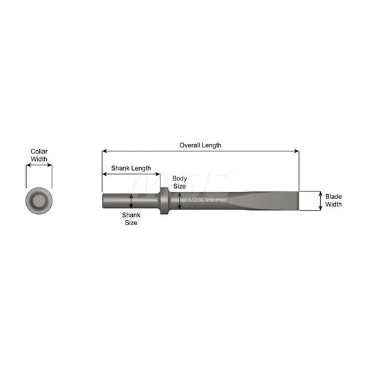 AJAX TOOL WORKS INC. 407-24 Chipping Hammer Flat, 1" Head Width, 24" OAL
