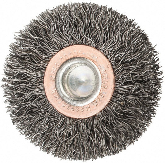 Weiler 90311 Wheel Brush 2" Wheel Dia, 3/8" Face Width, 0.0118" Wire Dia, Crimped