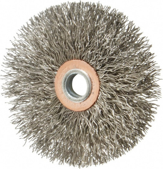 Weiler 90314 Wheel Brush 3" Wheel Dia, 1/2" Face Width, 0.0140" Wire Dia, Crimped