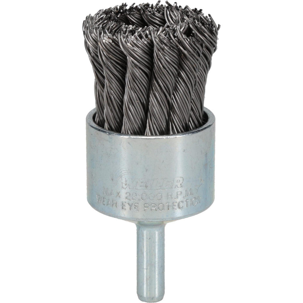 Weiler 90324 End Brush 1-1/8" Dia, Steel, Knotted Wire