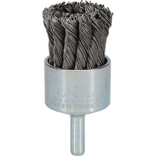 Weiler 90324 End Brush 1-1/8" Dia, Steel, Knotted Wire