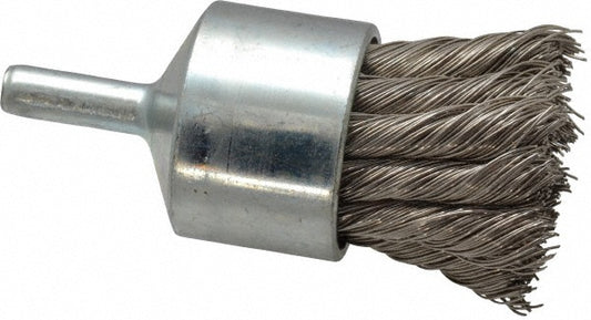 Weiler 90325 End Brush 1-1/8" Dia, Stainless Steel, Knotted Wire