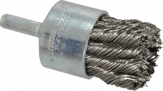 Weiler 90326 End Brushes 1-1/8" Dia, Stainless Steel, Knotted Wire
