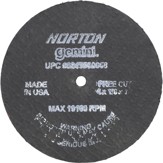 Norton 66243510658 Cut-Off Wheel 4" Dia, 1/8" Thick, 1/4" Hole, Aluminum Oxide