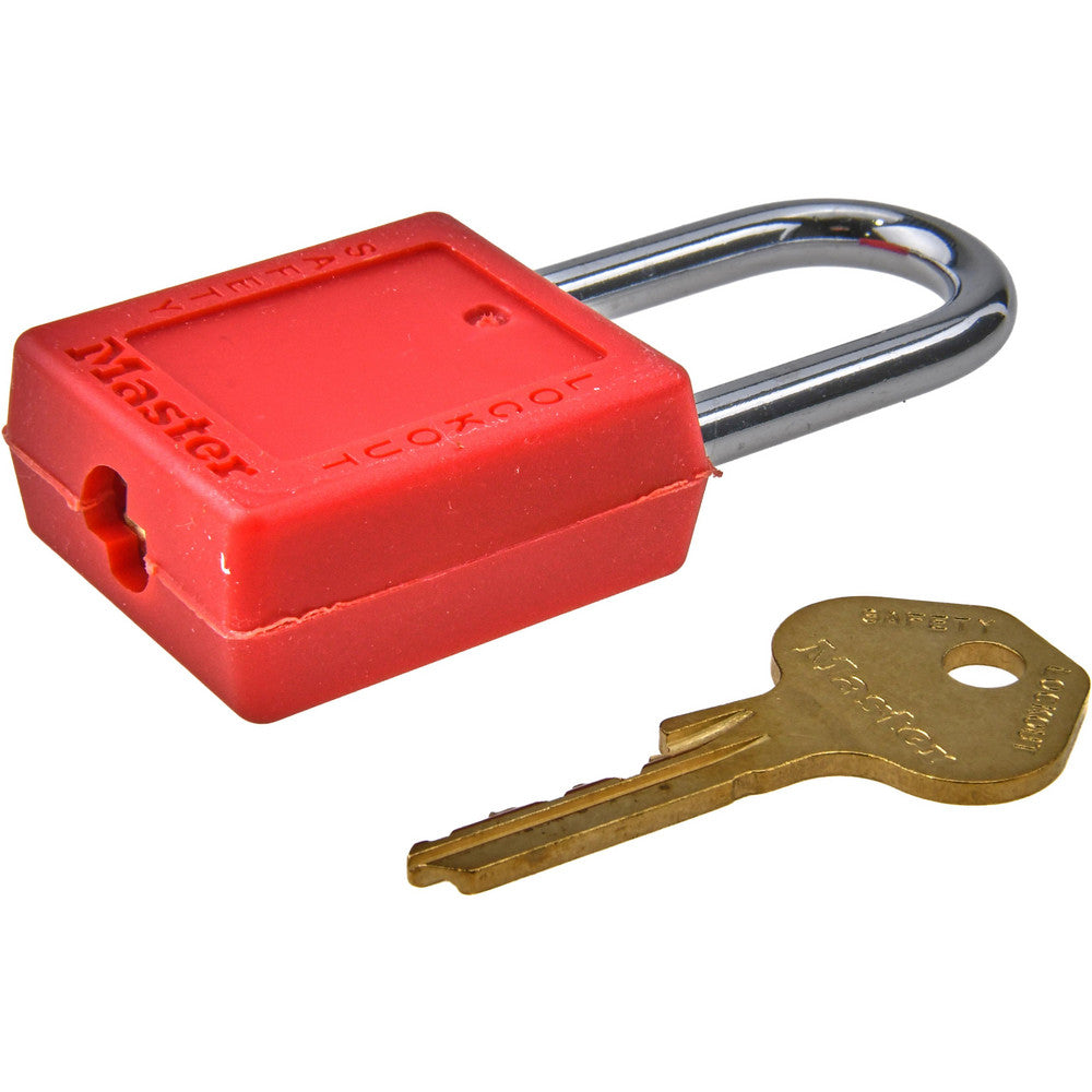 Master Lock 410KARED-600F413 Lockout Padlock Keyed Alike, Thermoplastic, Steel Shackle, Red