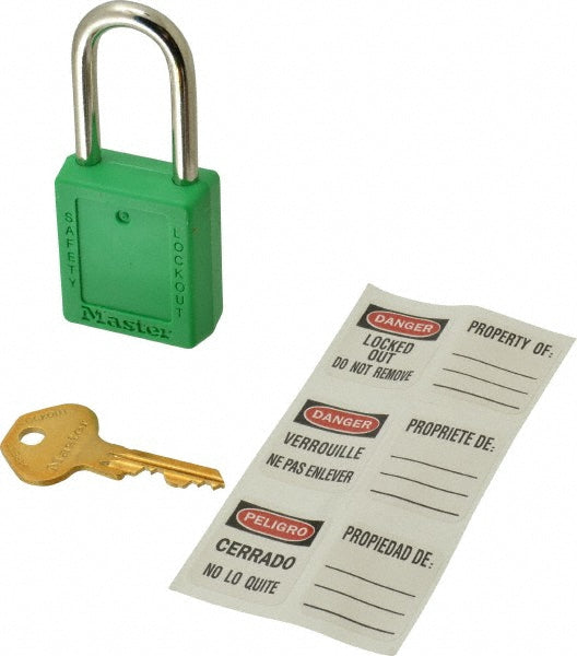 Master Lock 410KAGRN-4XX6862 Lockout Padlock Keyed Alike, Thermoplastic, Steel Shackle, Green