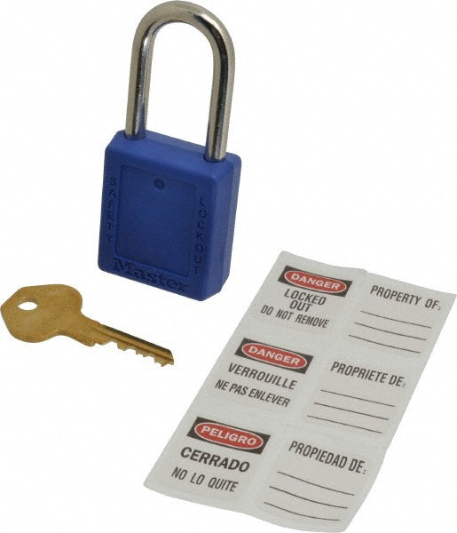 Master Lock 410KABLU-4XX6932 Lockout Padlock Keyed Alike, Thermoplastic, Steel Shackle, Blue