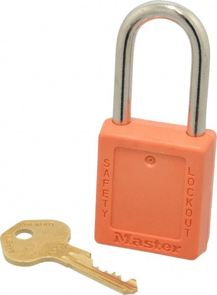 Master Lock 410KAORJ-600F417 Lockout Padlock Keyed Alike, Thermoplastic, Steel Shackle, Orange