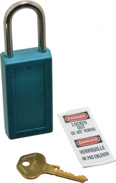 Master Lock 411TEAL Lockout Padlock Keyed Different, Thermoplastic, Steel Shackle, Teal