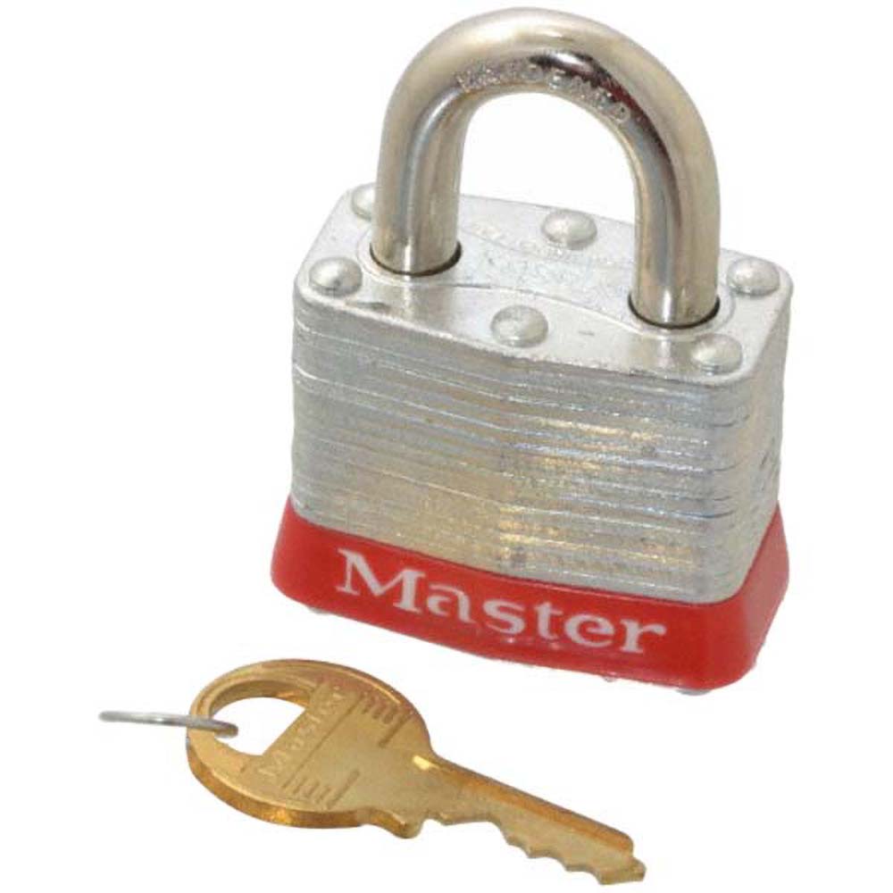 Master Lock 3RED Lockout Padlock Keyed Different, Laminated Steel, Steel Shackle, Red
