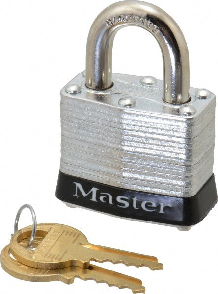 Master Lock 3BLK Lockout Padlock Keyed Different, Laminated Steel, Steel Shackle, Black