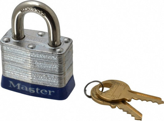 Master Lock 3BLU Lockout Padlock Keyed Different, Laminated Steel, Steel Shackle, Blue