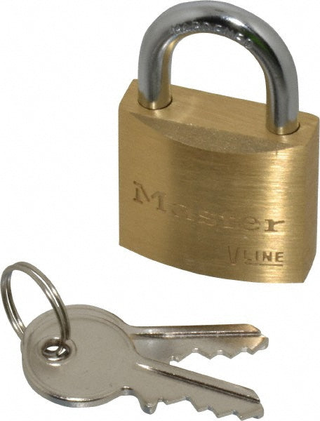 Master Lock 4130 Padlock Brass, Keyed Different, 1-1/8" Wide
