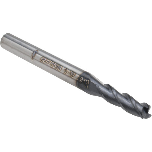Accupro 00476598 Corner Radius End Mill 0.1563" Dia, 9/16" LOC, 0.01" Radius, 3 Flutes, Solid Carbide