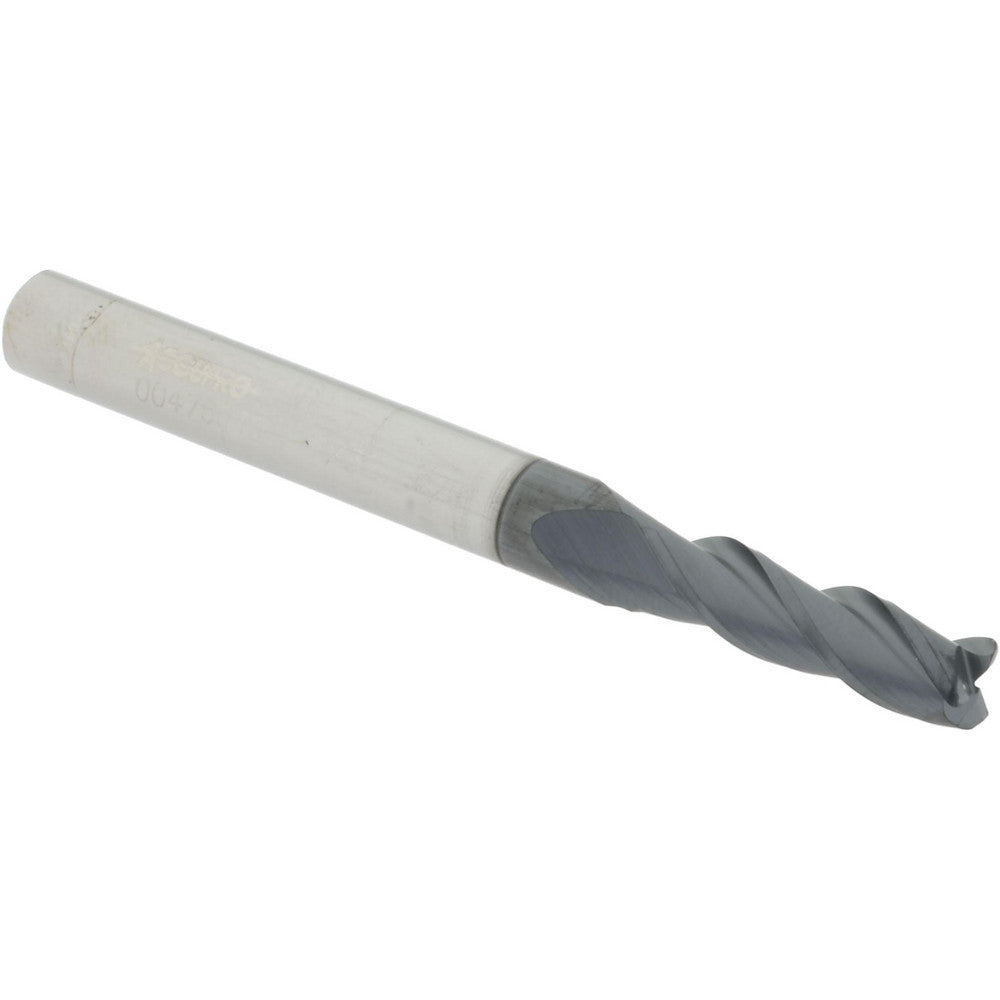 Accupro 00476630 Corner Radius End Mill 0.2188" Dia, 3/4" LOC, 0.02" Radius, 3 Flutes, Solid Carbide