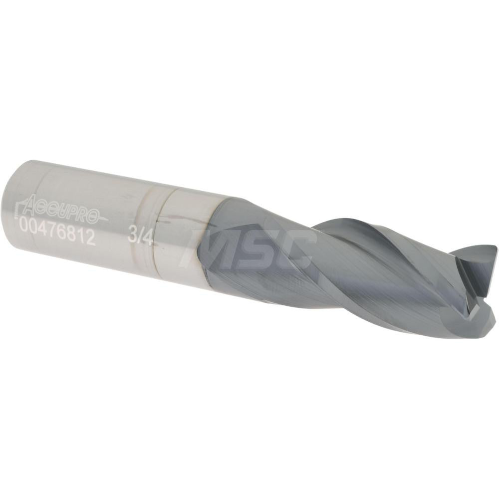 Accupro 00476812 Corner Radius End Mill 3/4" Dia, 1-5/8" LOC, 0.03" Radius, 3 Flutes, Solid Carbide
