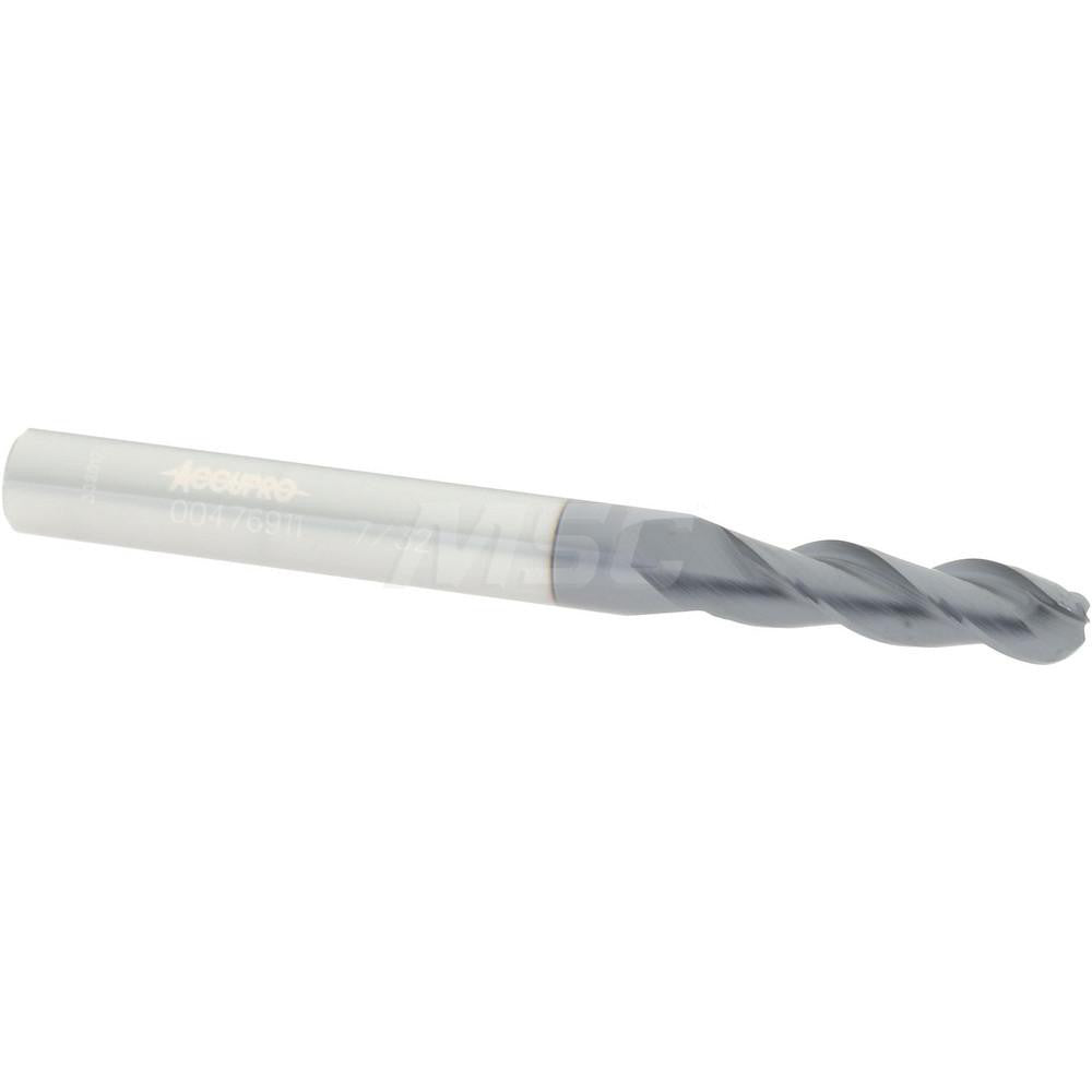 Accupro 00476911 Ball End Mill 0.2188" Dia, 0.75" LOC, 3 Flute, Solid Carbide