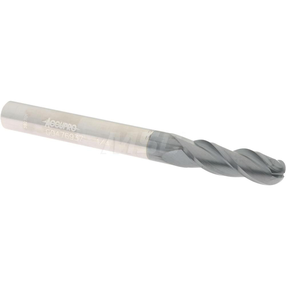 Accupro 00476937 Ball End Mill 0.25" Dia, 0.75" LOC, 3 Flute, Solid Carbide