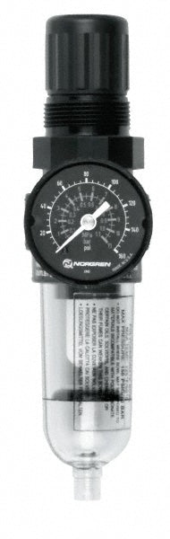 Norgren PTH-200-A1AA FRL Combination Unit 1/4 NPT, Miniature, 2 Pc Filter/Regulator-Lubricator with Pressure Gauge