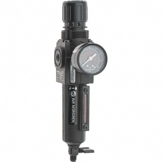 Norgren B72G-2AK-QE1-RMG FRL Combination Unit 1/4 NPT, Compact, 1 Pc Filter/Regulator with Pressure Gauge
