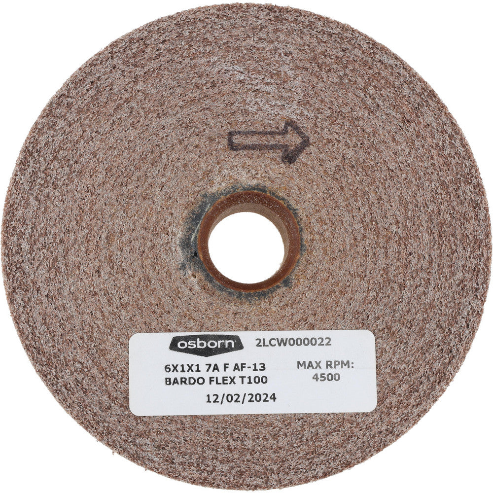Value Collection 6X1X1 T100 7A F Deburring Wheel 6" Dia, 1" Face Width, 1" Hole, Density 7, Aluminum Oxide