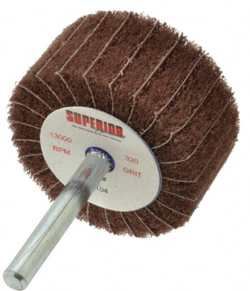 Superior Abrasives A008559 Mounted Flap Wheel 2" Dia, 1" Face Width, 320 Grit, Aluminum Oxide