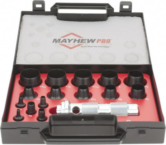 Mayhew 66000 Hollow Punch Set 16 Pc, 0.125 to 1.1875"
